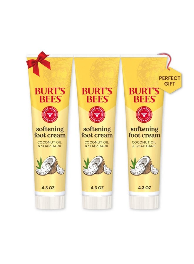 Burt's Bees Stocking Stuffers, Softening Foot Cream with Coconut Oil and Soap Bark, Natural Origin Skin Care Christmas Gifts, 4.3 Ounces (3-Pack) - Image 1