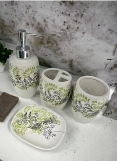 BABAZAM 4 Pieces Bathroom Accessories Set Toothbrush Cup & Holder Lotion Liquid Soap Dispenser & Tray Multicolor 26x23x9cm  - Image 4
