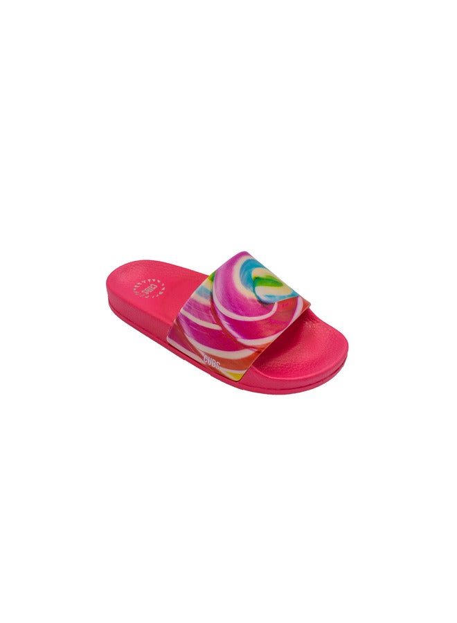 CUBS Candy Print Everyday Wear Eco-Friendly Pvc Slides For Girls Lightweight Easy To Wash And Anti-Slip Soles - Image 1