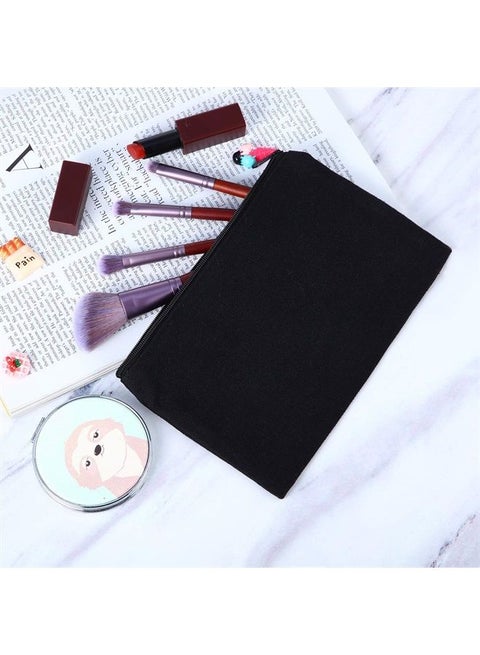 10 Pieces Cosmetic Bag Multipurpose Makeup Bag with Zipper Canvas Bag Travel Toiletry Pouch DIY Craft Bag Pencil Bag (S, Black)