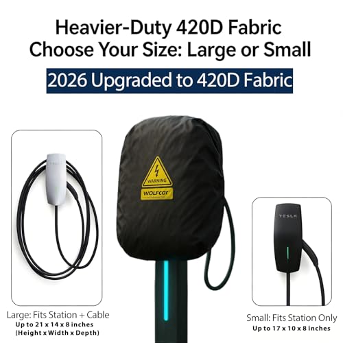 WOIFcar WOLFCAR EV Charger Cover for Tesla Wall Connector/Level 2 Charger, 4-Layer Waterproof & Windproof Protector with Buckle Straps, UV-Resistant All Weather Covers for Outdoor Charging Stations (Large) - Image 2