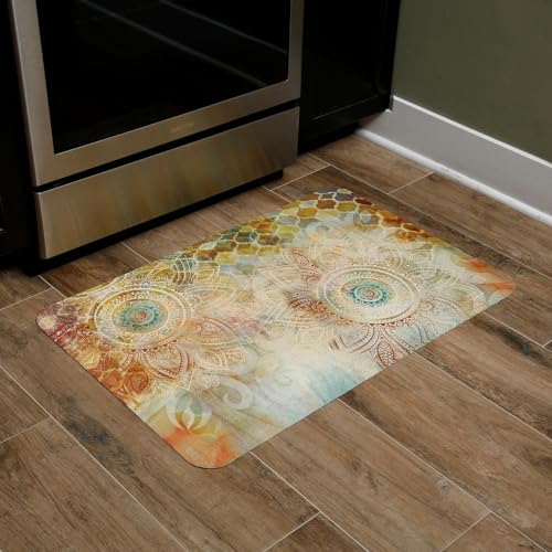 J&V TEXTILES Anti Fatigue Cushioned Comfort Mat, Ergonomically Durable, Supportive, Padded, Thick and Washable, Stain-Resistant, Kitchen, Garage, Office Standing Desk Mats (Boho Study Floral)* - Image 3