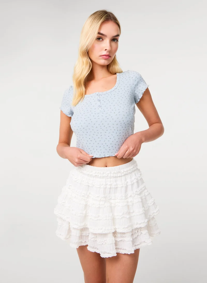 بينك فانيلا Ditsy Print T-Shirt