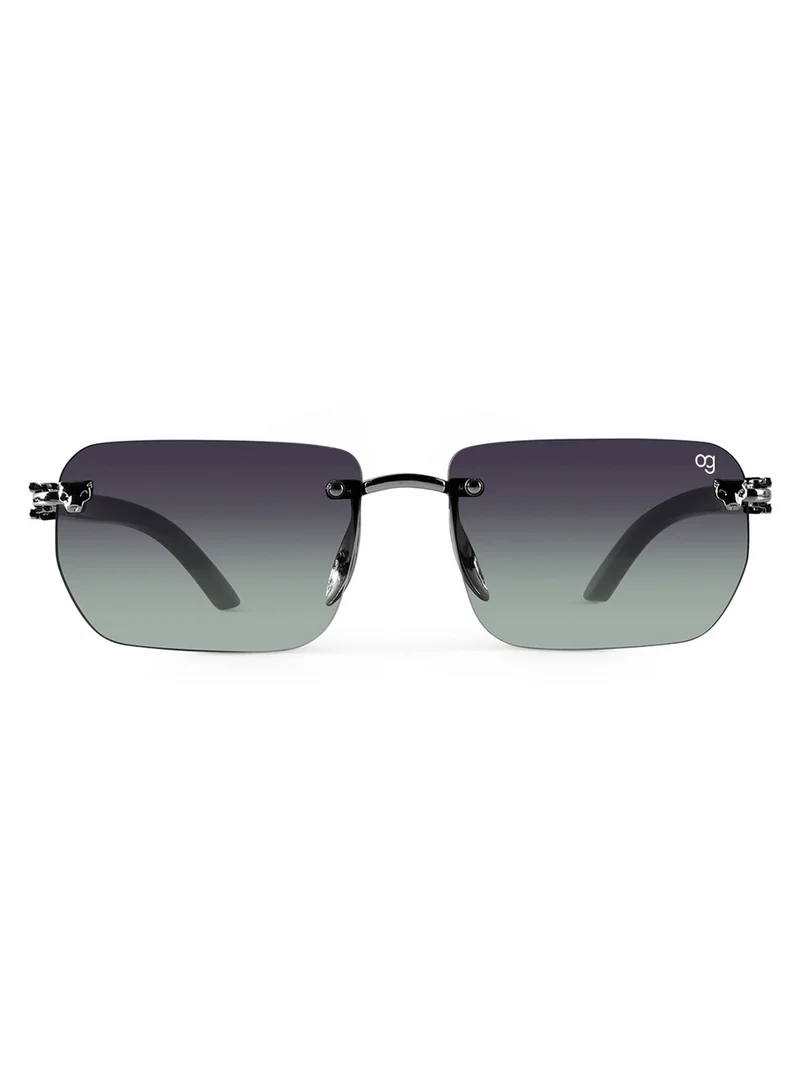 Woggles  Raze Green Rimless Rectangle Sunglasses |Men & Women|100% UV Protection  | Best Price UAE