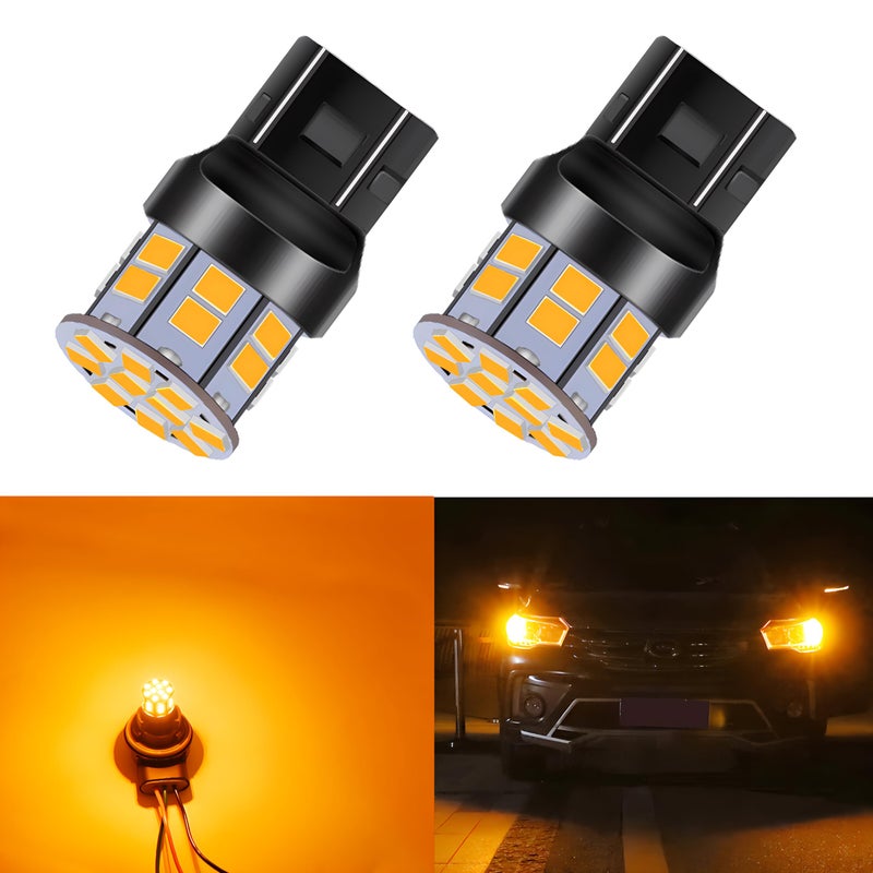 LEDYOTRY 7440 7443 LED Bulbs Amber Yellow Turn Signal Light 12V24V Super Bright Low Power WY21W 7440A T20 7441 7444 LED Bulb for Rear Front Turn Signal Blinker Lights Brake Tail Lights Pack of 2 - Image 3