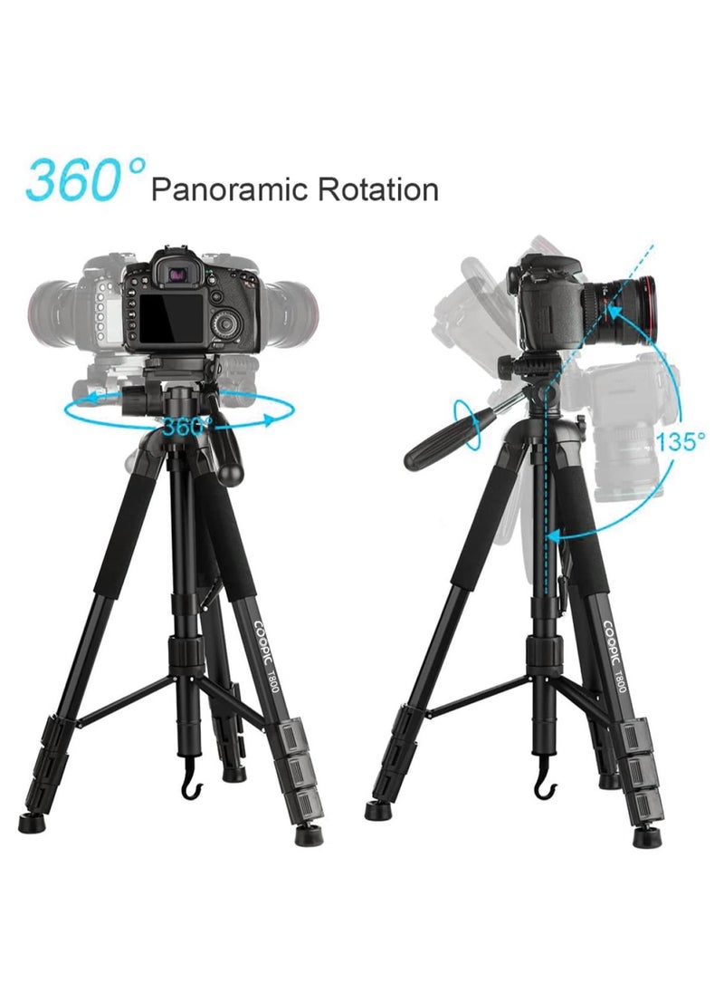 Coopic - COOPIC T800 2 In 1 69.5 inches/176.5 centimeters Aluminium Alloy Camera Tripod Monopod with 3-Way Swivel Pan Head,Bag for DSLR Camera,DV Video Camcorder,Load up to 8.8 pounds/4 kilograms - Image 1