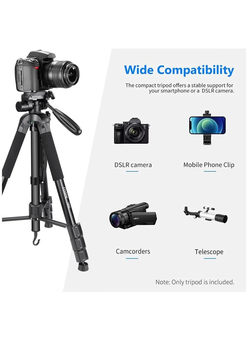 Coopic - COOPIC T800 2 In 1 69.5 inches/176.5 centimeters Aluminium Alloy Camera Tripod Monopod with 3-Way Swivel Pan Head,Bag for DSLR Camera,DV Video Camcorder,Load up to 8.8 pounds/4 kilograms - Image 1