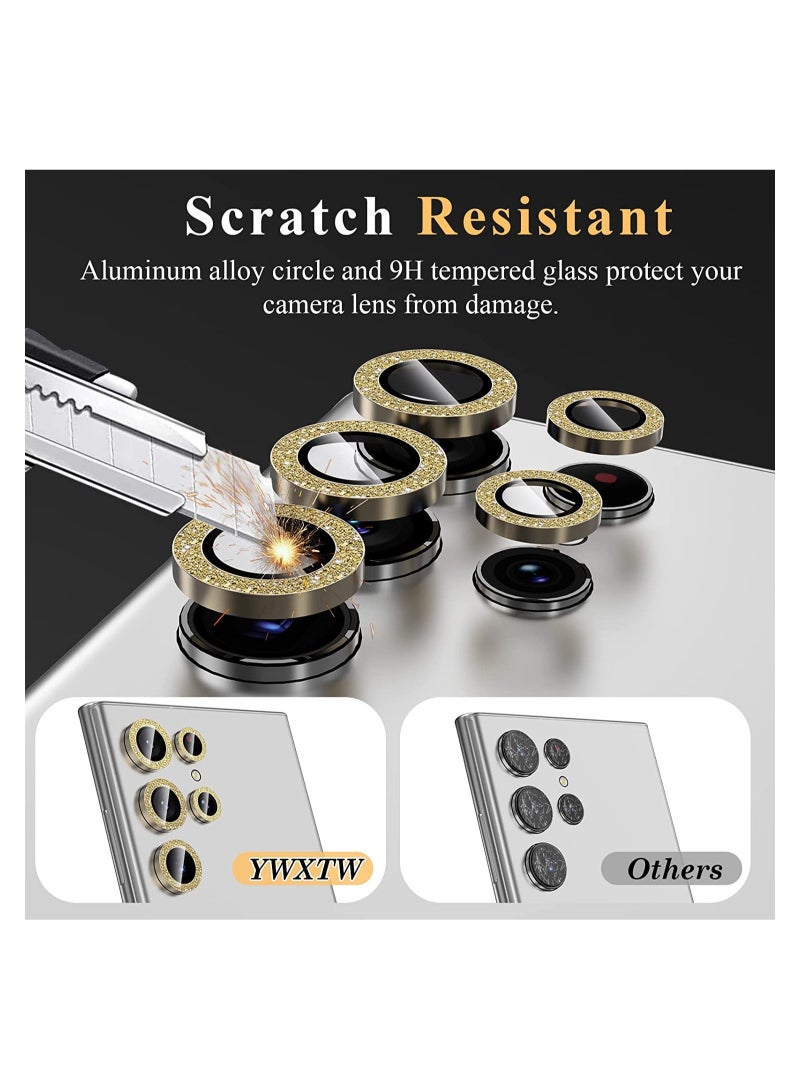 ELTRAZONE حامي عدسة كاميرا سامسونج جالاكسي S23 ألترا، واقي شاشة كاميرا زجاجي مقسى مع غطاء عدسة حلقة معدنية فردية - Image 2