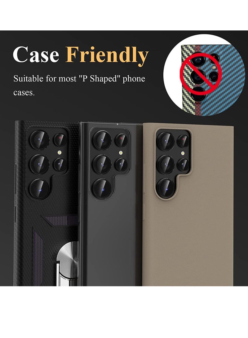 ELTRAZONE حامي عدسة كاميرا سامسونج جالاكسي S23 ألترا، واقي شاشة كاميرا زجاجي مقسى مع غطاء عدسة حلقة معدنية فردية - Image 5