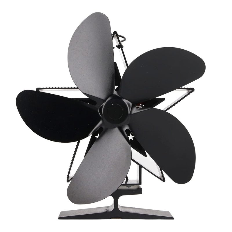 5 Blade Metal Thermal Power Wood Stove Fan Fireplace Heater Blower - Image 5