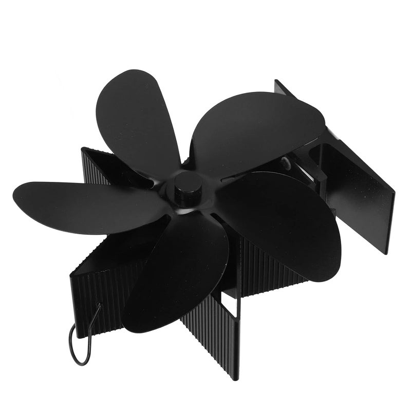 5 Blade Metal Thermal Power Wood Stove Fan Fireplace Heater Blower - Image 1