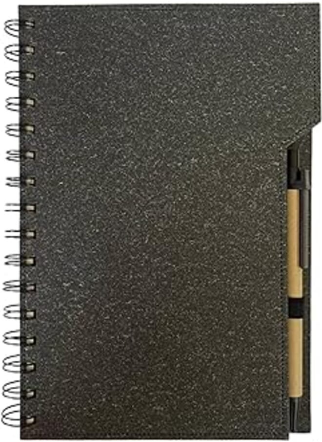 Generic Sustainable Spiral Notebook with sticky notes, sticky label arrows and a Pen - A5 Black (MP12) 