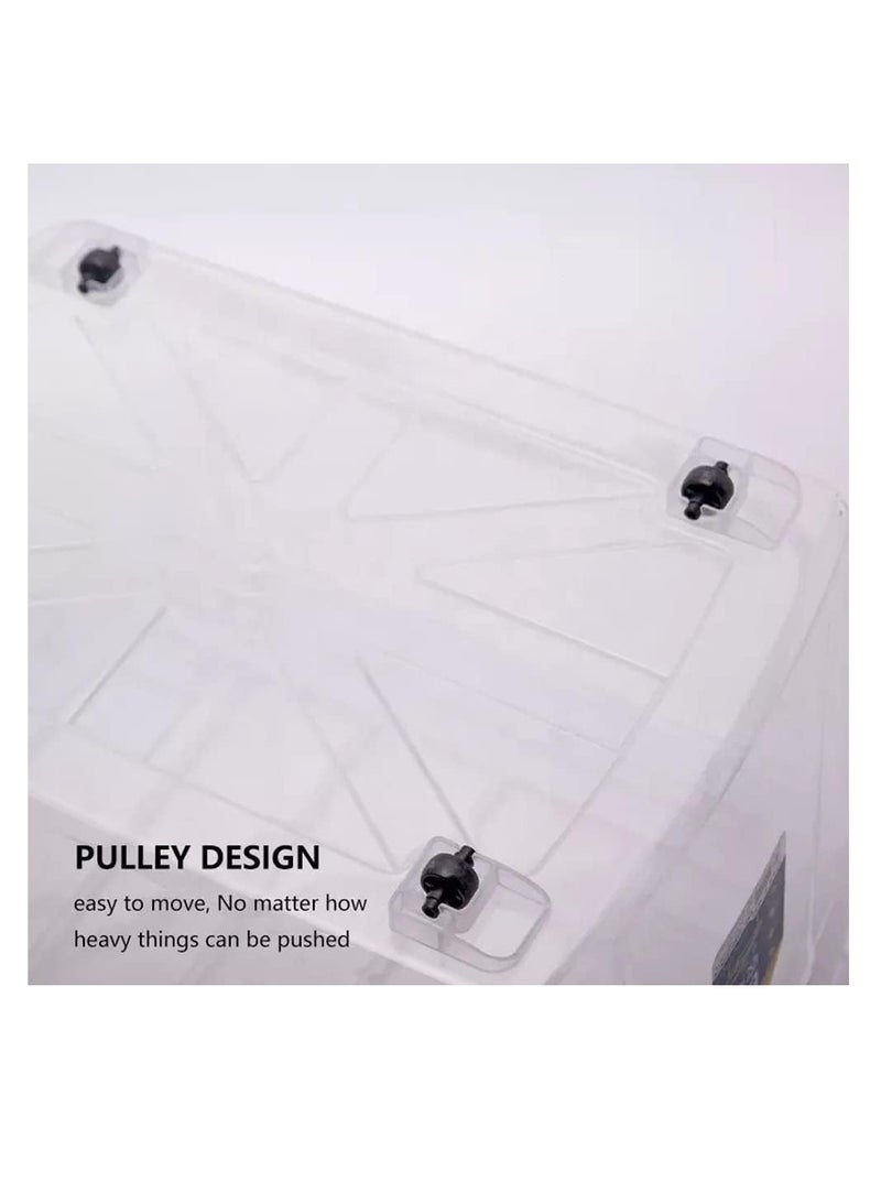 بريميفي صندوق تخزين منظم من البلاستيك الشفاف سعة 138 لترًا مع غطاء وعجلات قابلة للقفل (صندوق واحد سعة 138 لترًا) - Image 2