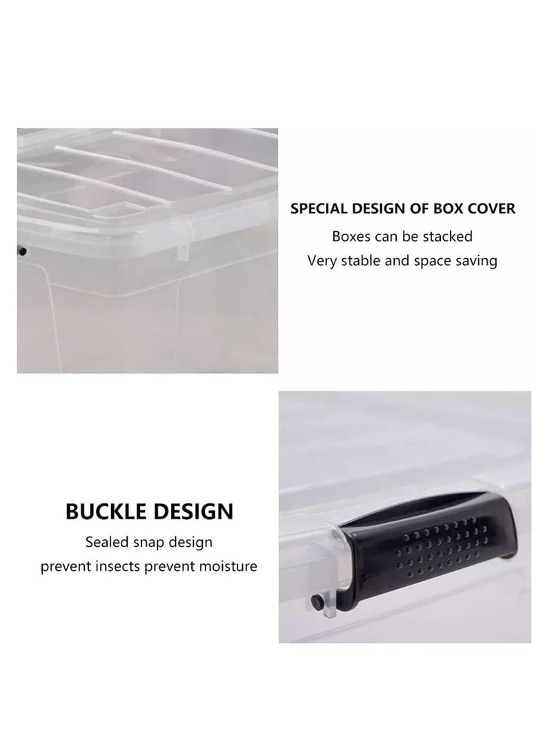 بريميفي صندوق تخزين منظم من البلاستيك الشفاف سعة 138 لترًا مع غطاء وعجلات قابلة للقفل (صندوق واحد سعة 138 لترًا) - Image 3