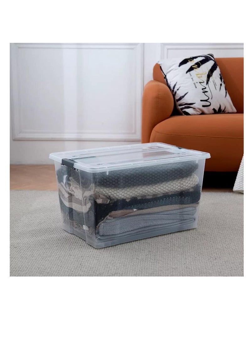 بريميفي صندوق تخزين منظم من البلاستيك الشفاف سعة 138 لترًا مع غطاء وعجلات قابلة للقفل (صندوق واحد سعة 138 لترًا) - Image 5