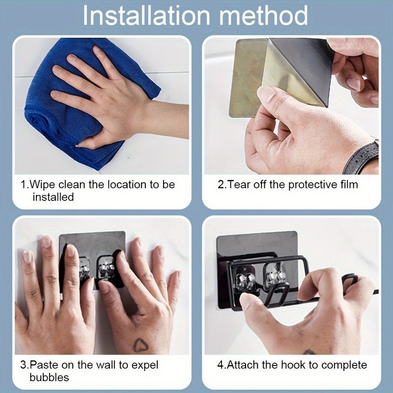 Silver Stainless Steel Wall Mounted Hair Dryer Holder for Bathroom Storage - Image 5