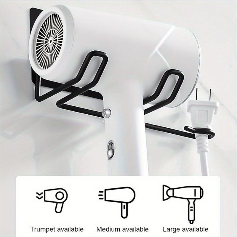 Silver Stainless Steel Wall Mounted Hair Dryer Holder for Bathroom Storage - Image 4