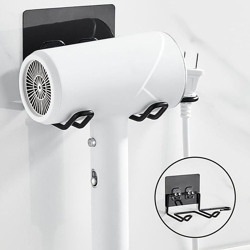 Silver Stainless Steel Wall Mounted Hair Dryer Holder for Bathroom Storage - Image 1