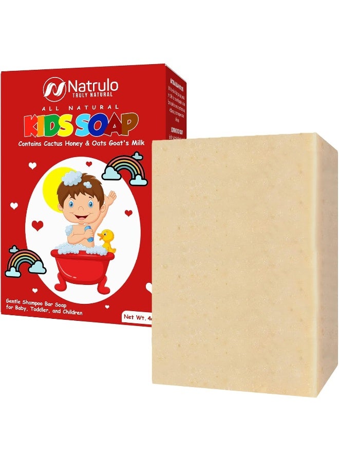 Natrulo Cactus Honey & Oats Goats Milk Kids Soap, 4oz Wash Bar – Natural Oatmeal Soaps for Kids - Image 1