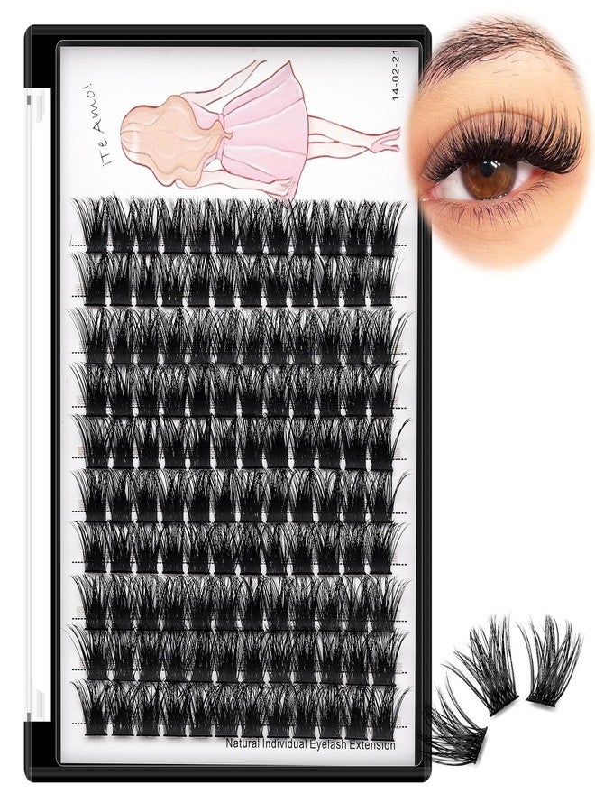 Bodermincer 120 Clusters/box Wide Cluster 3D Effect Glue Bonded Cluster Eyelashes Individual Eyelash Extension Eyelashes Bunches False Eyelashes Home Eyelash Extension (16MM) - Image 2