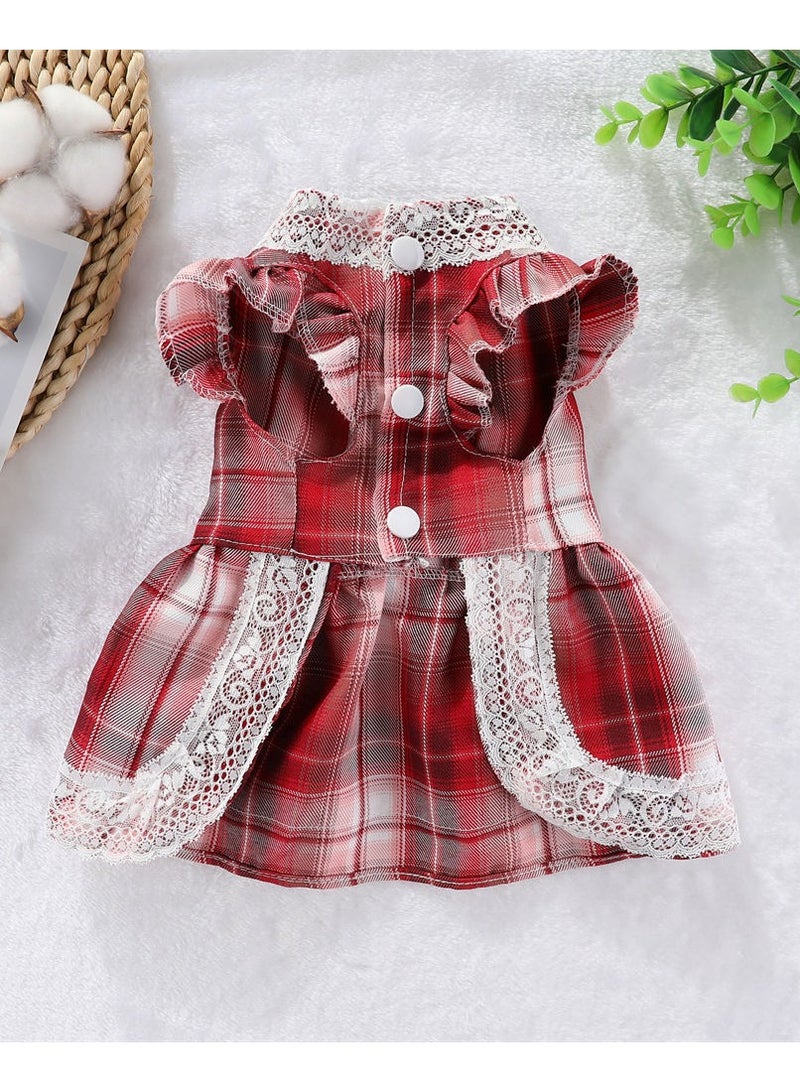 A.M Small Dog Harness Dress and Leash Set Cute Bowknot Puppy Cat Princess Dress Girl Pet Dog Clothes Soft Mesh Floral Print Female Dog Dress for Shihtzu, Papillon etc (Size: L, Chest: 45cm) - Image 3