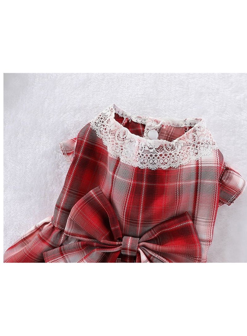 A.M Small Dog Harness Dress and Leash Set Cute Bowknot Puppy Cat Princess Dress Girl Pet Dog Clothes Soft Mesh Floral Print Female Dog Dress for Shihtzu, Papillon etc (Size: L, Chest: 45cm) - Image 5