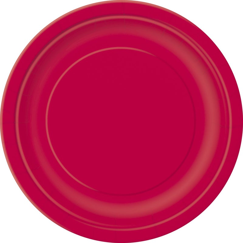 Ruby Red Solid Round Dessert Paper Plates 7 Pack of 20 Vibrant Party Plates for Appetizing Treats Perfect for Birthdays Events