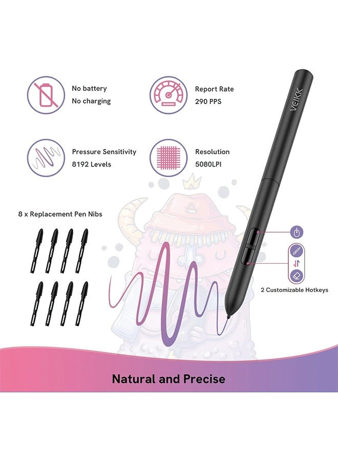 Veikk Drawing Tablet,VEIKK S640 Digital Graphics Tablet, 6x4 Inch Ultra-thin Portable OSU! Tablet, Battery-Free Stylus for OSU! Game and Teaching Online Classes,Support Windows Mac Linux Chrome Android OS - Image 2