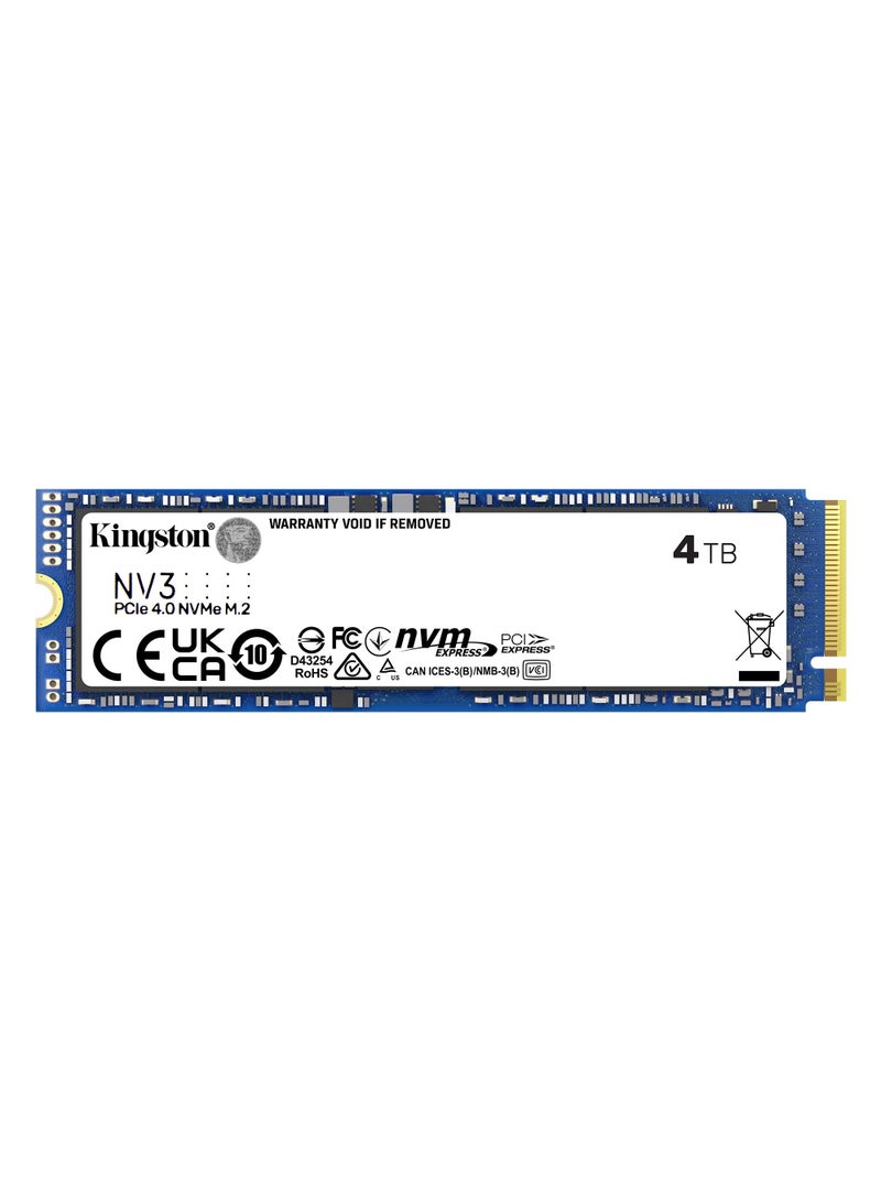 Kingston NV3 4TB M.2 2280 NVMe SSD, PCIe 4.0 Gen 4x4, Up to 6000 MB/s - SNV3S/4000G | - Image 1