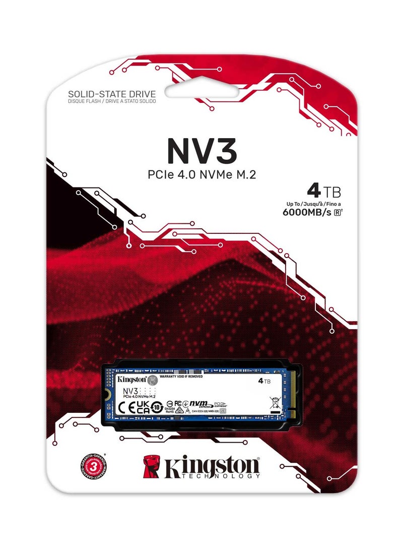 Kingston NV3 4TB M.2 2280 NVMe SSD, PCIe 4.0 Gen 4x4, Up to 6000 MB/s - SNV3S/4000G | - Image 3