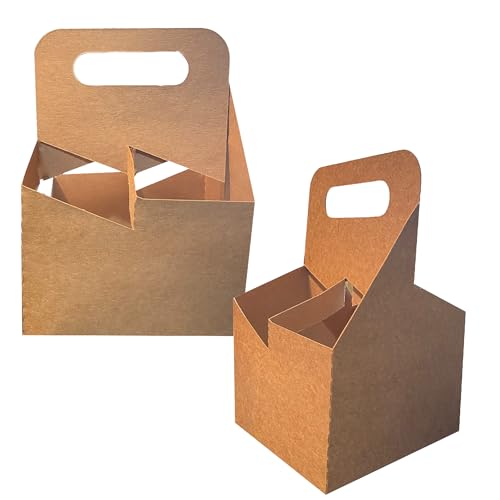 C-Store Packaging CStore Packaging 4 Cup Drink Carrier with Handle Kraft Paperboard Holder Disposable for Hot or Cold Drinks Food Delivery Services Uber Eats Door Dash 10 - Image 1