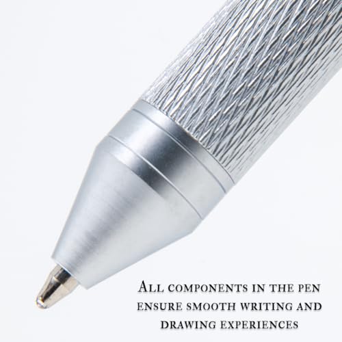 Monteverde USA Quadro 4-in-1 Multifunction Pen - Silver Finish - 3 Ballpoint Colors & Mechanical Pencil - Solid Brass Barrel with Knurled Grip - Refillable & Portable - Image 2