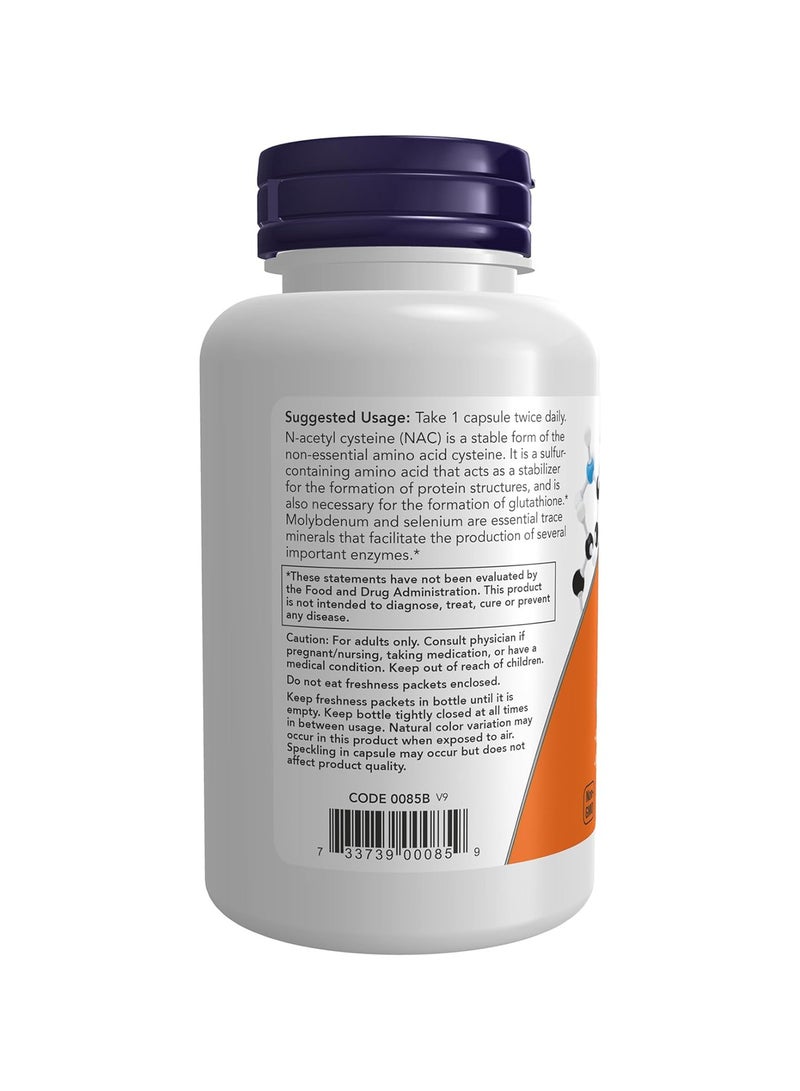 now Nac 600 Mg Dietary Supplement - 100 Vegetable Capsules - Image 3