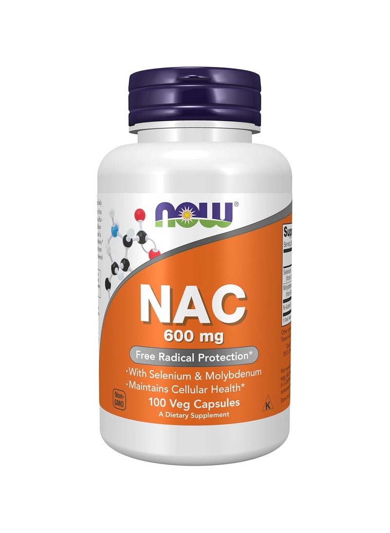 now Nac 600 Mg Dietary Supplement - 100 Vegetable Capsules - Image 1