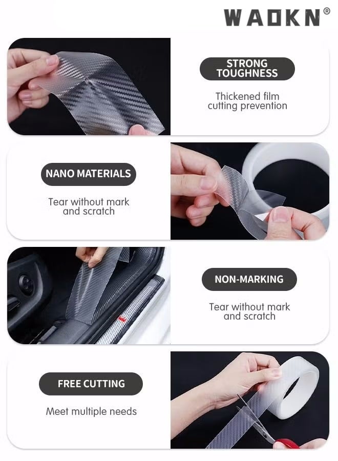 WAOKN Car Door Edge Guards Door Sill Protector, Automotive Anti-Collision Strip for Car Door Edge/Front and Rear Bumper/Door Sill Protector,5D Carbon Fiber Reflector, Trunk,Protector for Most Cars 2Inx33Ft  - Image 4