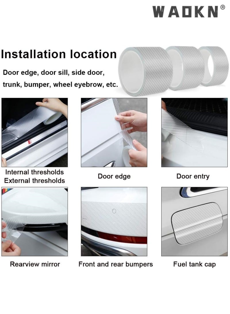 WAOKN Car Door Edge Guards Door Sill Protector, Automotive Anti-Collision Strip for Car Door Edge/Front and Rear Bumper/Door Sill Protector,5D Carbon Fiber Reflector, Trunk,Protector for Most Cars 2Inx33Ft  - Image 2
