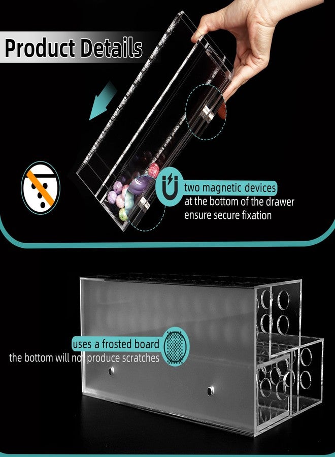 SBYURE Acrylic Pen Display Holder,48 Hole Pen Stand Display with Hidden Drawer Storage,Upgrade Pen Display Stand for Craft Shows Home School Office Supplies - Image 5