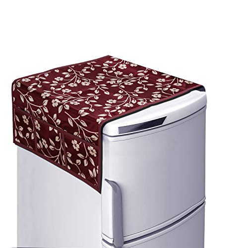 KANUSHI Industries® Top Load Fully Automatic Washing Machine Cover + 1 Pc Fridge/Refrigerator Top Cover + 1 Pc Microwave/Oven Top Cover (Copy-FRI+Micro+W.M-Fully-Maroon-Raj) - Image 2
