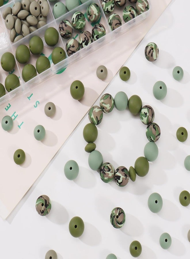 Coiris 101pcs Silicone Beads for Keychain Making 15mm 12mm Multicolor Round Lentil Focal Beads for Pens Bracelet Jewelry Making(PJ1002-Camouflage) - Image 3