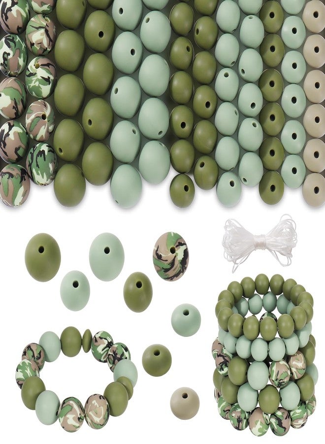 Coiris 101pcs Silicone Beads for Keychain Making 15mm 12mm Multicolor Round Lentil Focal Beads for Pens Bracelet Jewelry Making(PJ1002-Camouflage) - Image 1