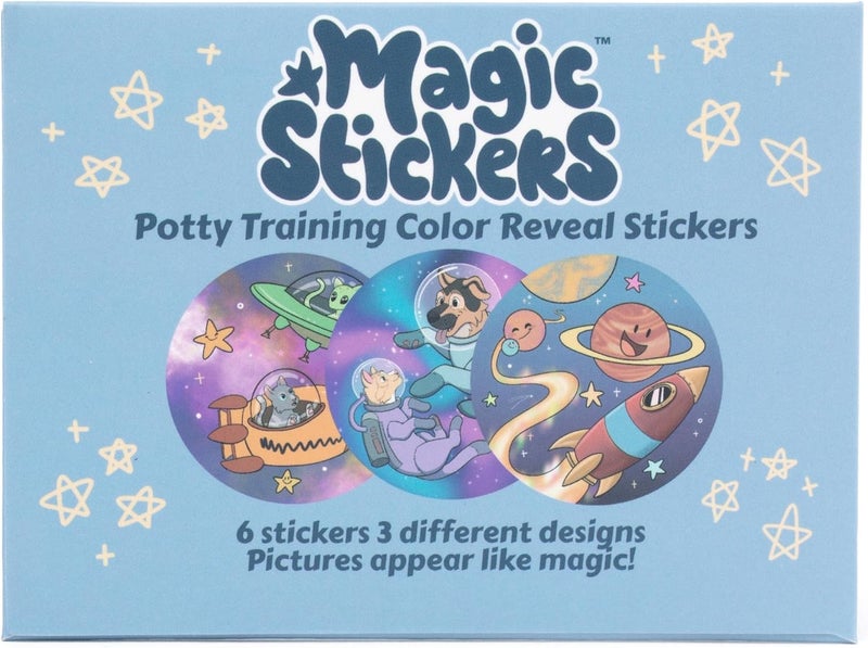 POTTY TIME Potty Watch Color Reveal Stickers  6 Magic Stickers  3 Different Designs  Easy to Peel Stickers for Kids  Reward Their Efforts Fosters Fun  Independence  Space Magic Reveal Stickers - Image 1