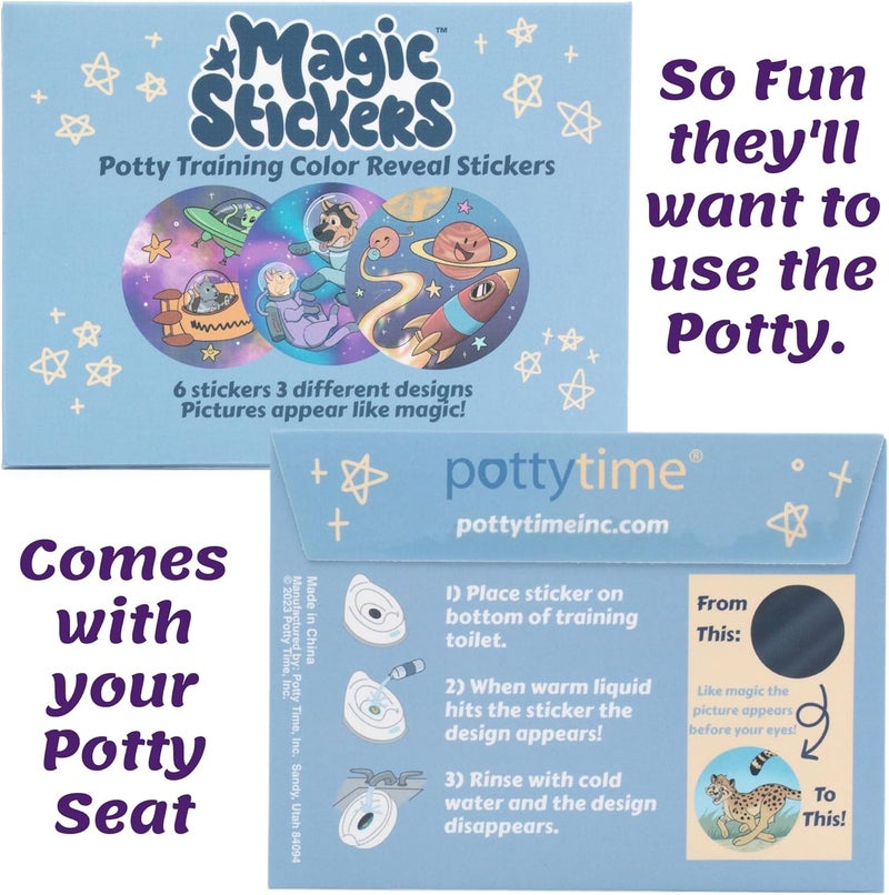 POTTY TIME Potty Watch Color Reveal Stickers  6 Magic Stickers  3 Different Designs  Easy to Peel Stickers for Kids  Reward Their Efforts Fosters Fun  Independence  Space Magic Reveal Stickers - Image 2