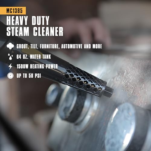 McCulloch MC1385 Deluxe Canister Steam Cleaner, 2-Hour Runtime, Chemical-Free, 23 Accessories: Mop Head, Brushes & More - Built for Home, Tile, Carpet, Furniture, & Personal Car Detailing - Image 2