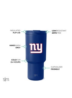 Simple Modern Simple Modern Officially Licensed NFL New York Giants 30 oz Tumbler with Flip Lid and Straws | Insulated Cup Stainless Steel | Gifts for Men Women | Trek Collection | New York Giants  - Image 2