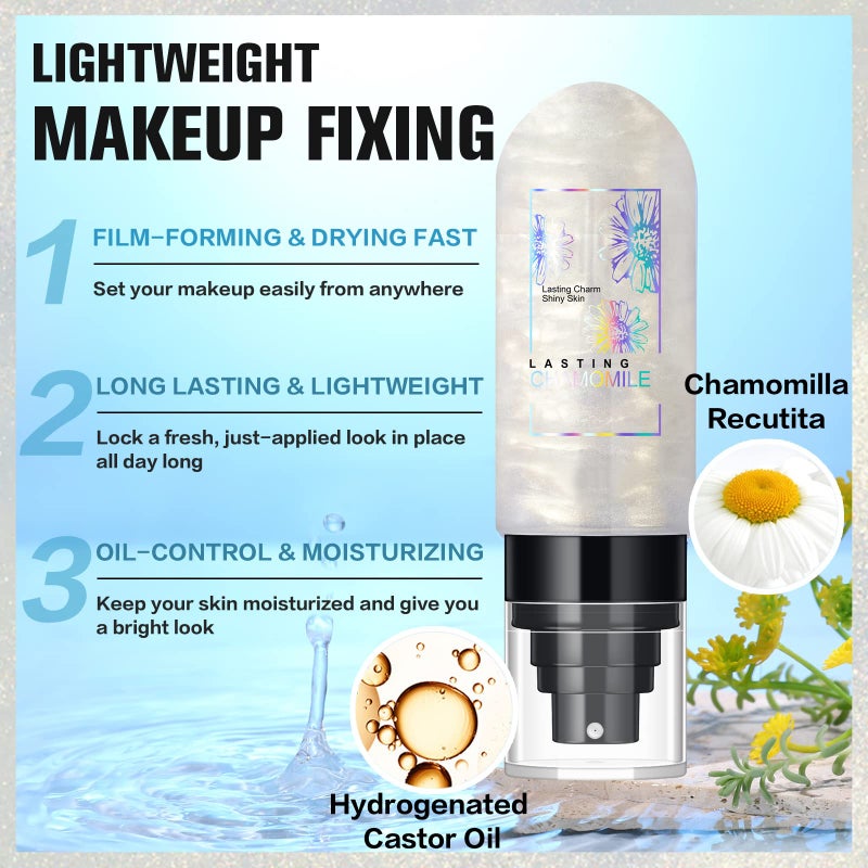 UCANBEMAKEUP Dewy Makeup Setting Spray Shimmer Glow Finish Hydrating Illuminating Finishing Spray for face Lightweight Long Lasting Make Up Fixing Hydrate Skin for a Bright Look 3.15 Fl Oz - Image 3