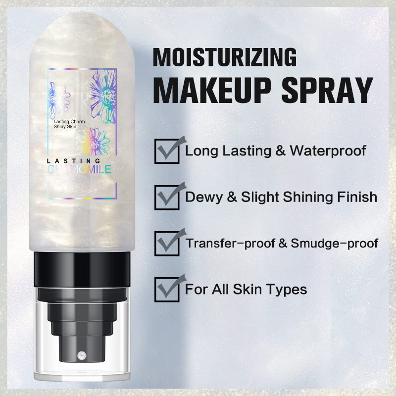 UCANBEMAKEUP Dewy Makeup Setting Spray Shimmer Glow Finish Hydrating Illuminating Finishing Spray for face Lightweight Long Lasting Make Up Fixing Hydrate Skin for a Bright Look 3.15 Fl Oz - Image 2