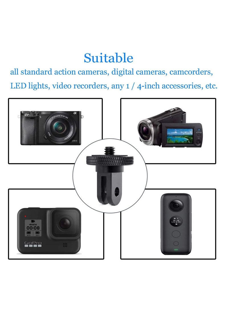 حامل ثلاثي القوائم للكاميرا لكاميرا GoPro، محول تحويل برغي 1/4-20 قطعتين لكاميرا GoPro Hero10 وInsta360 ONE X3 وX2 وGo 2 وXiaomi Yi وكاميرات الحركة الأخرى