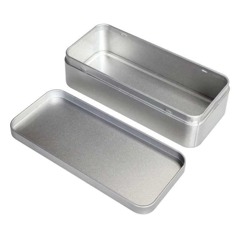Thintinick 7 Pieces Rectangular Metal Empty Tins Containers Basic Necessities Home Storage Organizer Mini Box Set, 5.9 x 2.75 x 1.57 inches (Silver) - Image 5