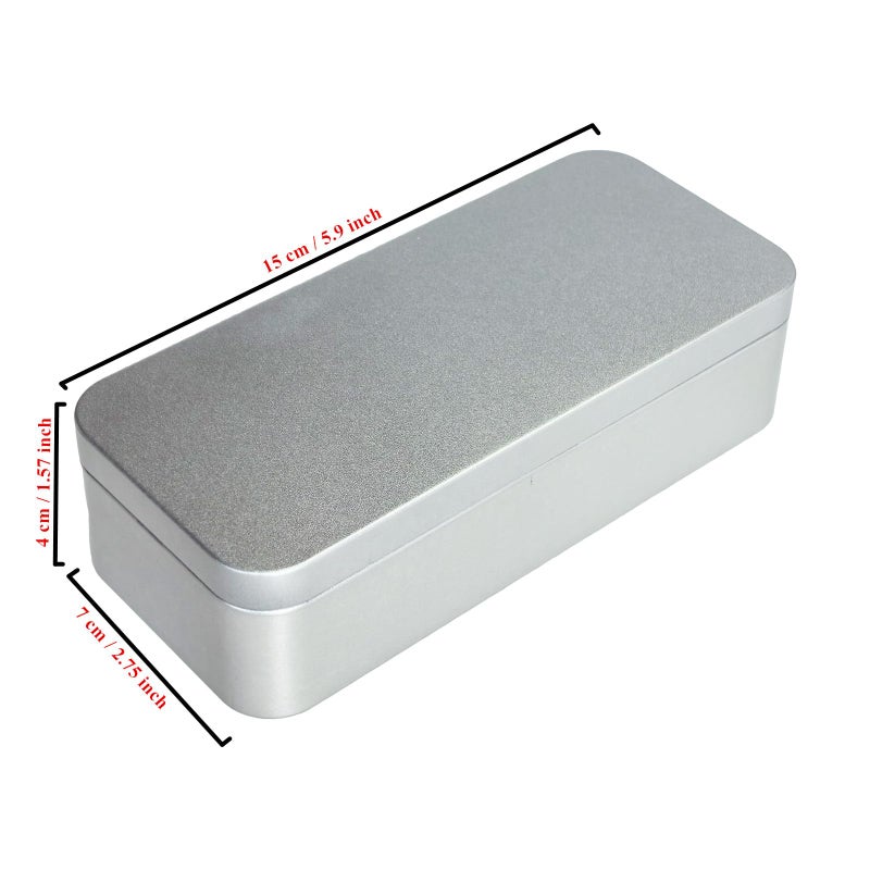 Thintinick 7 Pieces Rectangular Metal Empty Tins Containers Basic Necessities Home Storage Organizer Mini Box Set, 5.9 x 2.75 x 1.57 inches (Silver) - Image 2