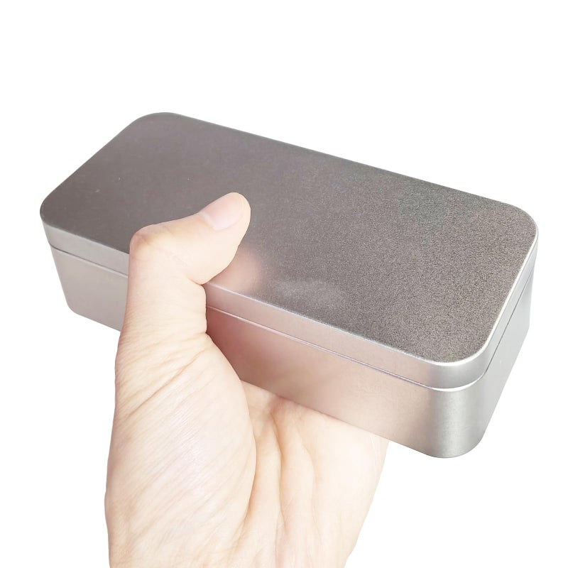 Thintinick 7 Pieces Rectangular Metal Empty Tins Containers Basic Necessities Home Storage Organizer Mini Box Set, 5.9 x 2.75 x 1.57 inches (Silver) - Image 4